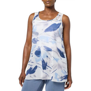 WynneLayers Women's Chiffon Tank with Side Slits Periwinkle/Indigo - Regular